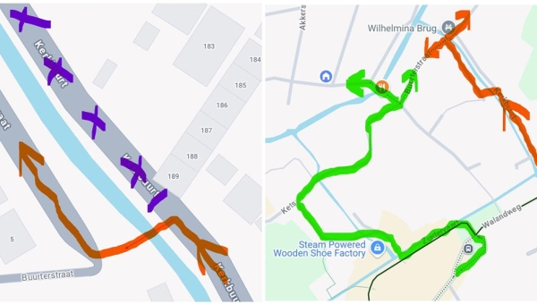 Verkeerssituatie Zereiderpad van Walandweg richting Kerkbuurt vice versa