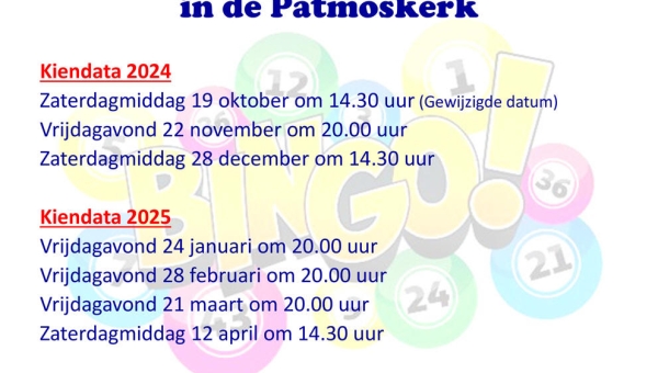 Zaterdagmiddag 19 oktober kienen in de Patmoskerk