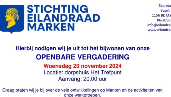 Uitnodiging Openbare Vergadering Eilandraad Marken