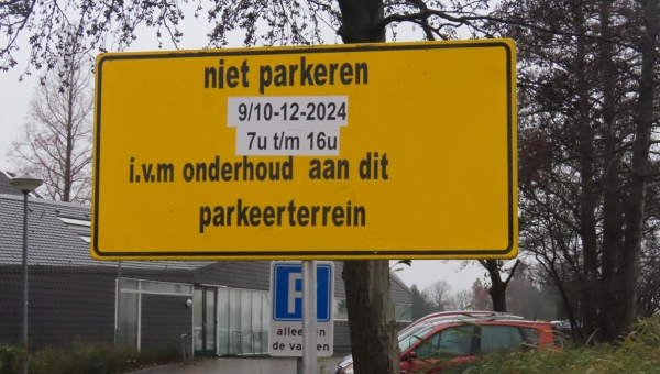 Maandag 9 &amp; dinsdag 10 december parkeerverbod nabij Het Trefpunt