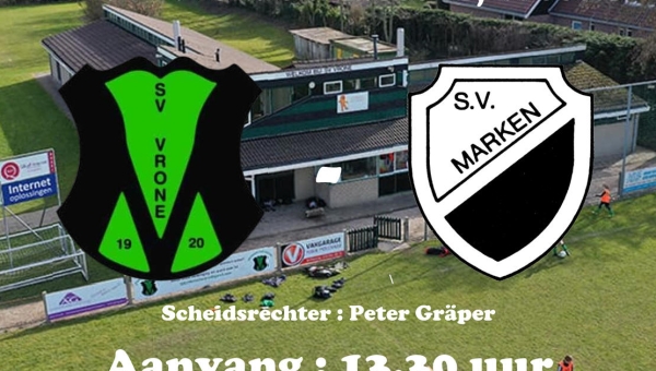 S.V. Marken 1 speelt de laatste competitiewedstrijd in 2024 tegen S.V. Vrone