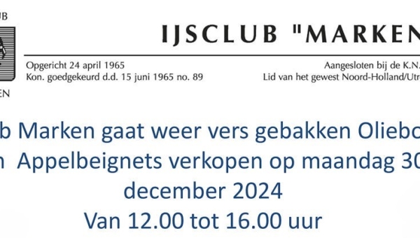 IJsclub Marken gaat Oliebollen &amp; Appelbeignets verkopen