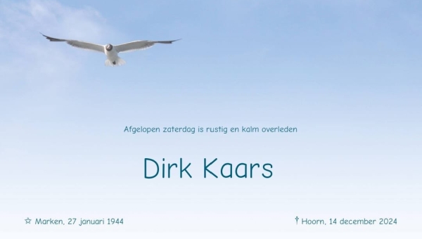 Bericht van overlijden: Dirk Kaars