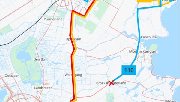 Komend weekend rijden bussen niet via N247 naar Amsterdam en terug