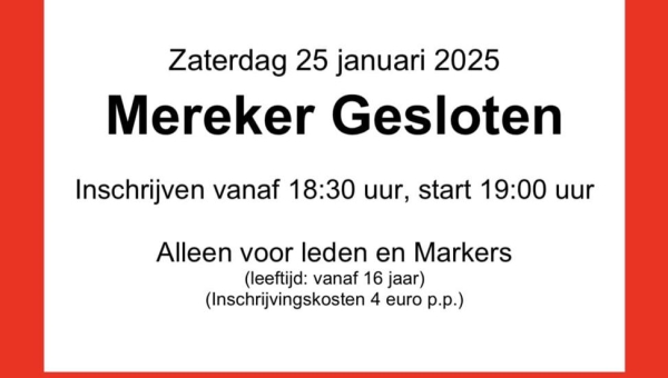 Darts: Mereker Gesloten zaterdag 25 januari