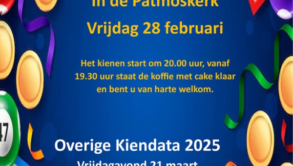 Vrijdag 28 februari: Kienen in de Patmoskerk