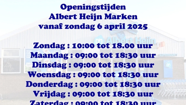 Vanaf zondag 6 april is Albert Heijn Marken weer op zondag geopend