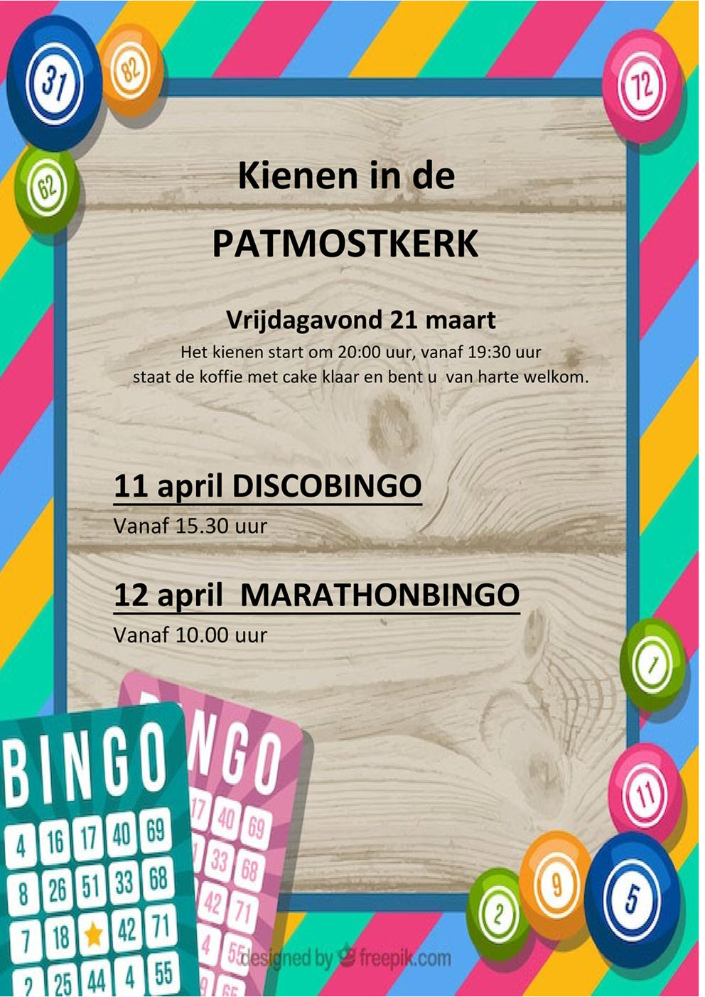Vrijdag 21 maart: Kienen in de Patmoskerk