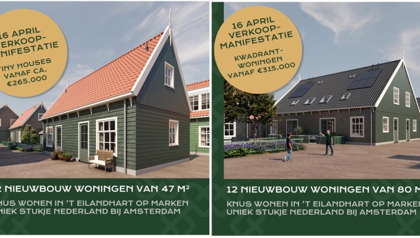 Woensdag 16 april: Verkoop 24 woningen op Zinkerwerf