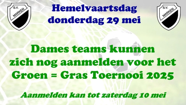 Dames teams kunnen zich nog aanmelden voor het Groen = Gras Toernooi 2025