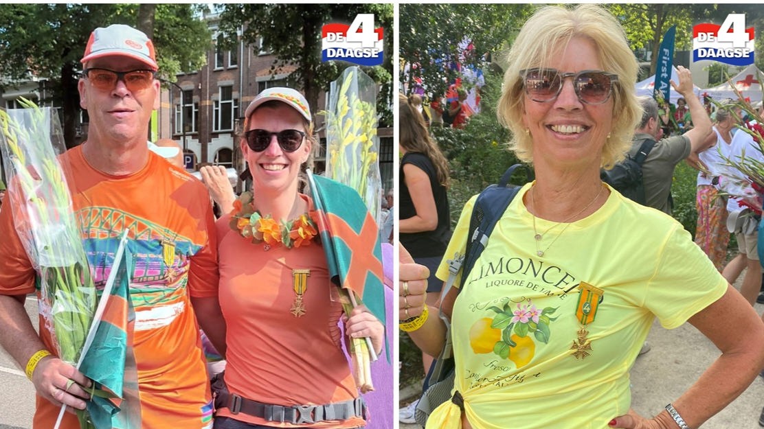 Markers met 4-Daagse kruisje op de 'Via Gladiola' in Nijmegen