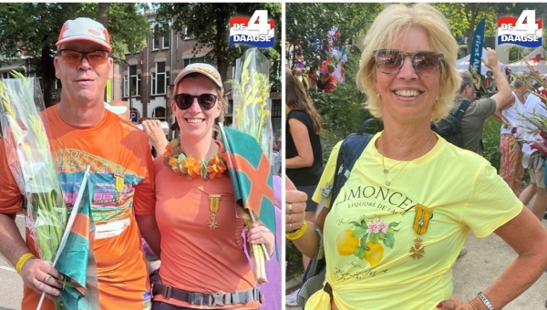 Markers met 4-Daagse kruisje op de 'Via Gladiola' in Nijmegen