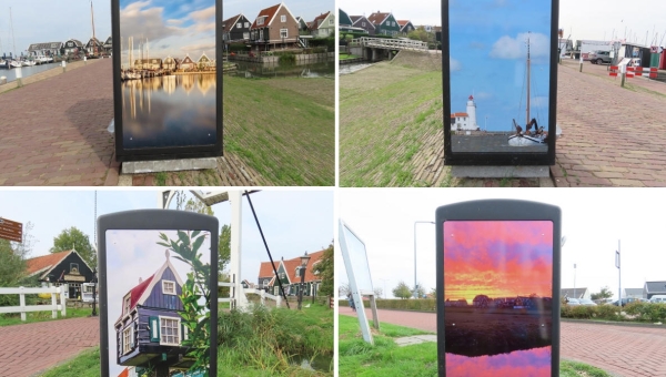 Twee Big Belly-prullenbakken op Marken voorzien van winnende foto’s